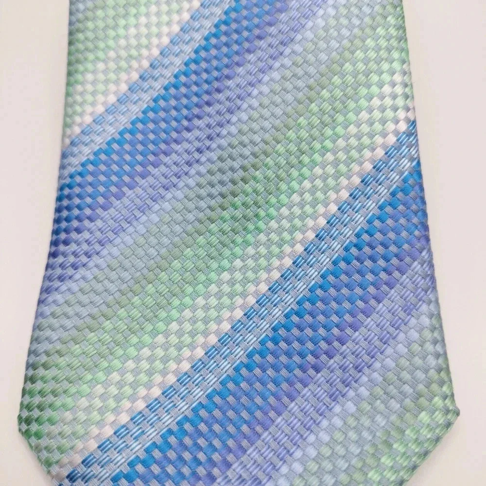 Saddlebred Men's Necktie Tie Blue Green Purple Woven Textured Material 58 x 3 T